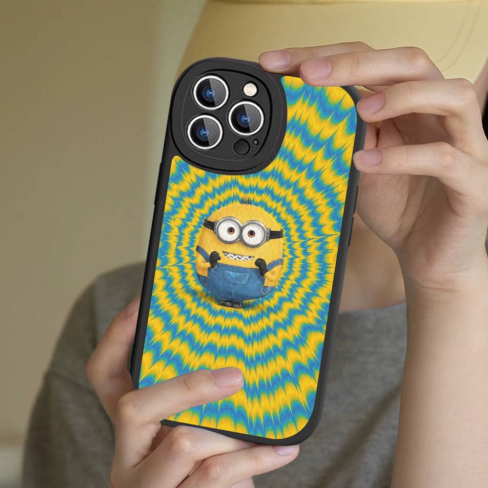 

Cartoon Anime Yellow M-Minions Leather Phone Case For IPhone 16 15 14 13 12 11 Pro Max Plus Shockproof Cover iPhone 14 plus