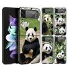 Phone Case For Samsung Galaxy Z Flip 3 4 5 Hard Black Folding PC Luxury For Samsung Z Flip3 Cover Protect Shell Fubao Panda