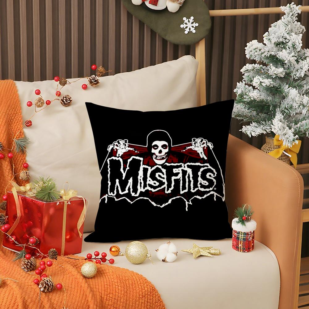 Funda de almohada Punk M-MisfitsS Rock Band, antiácaros, con cremallera invisible, de felpa corta y sedosa.