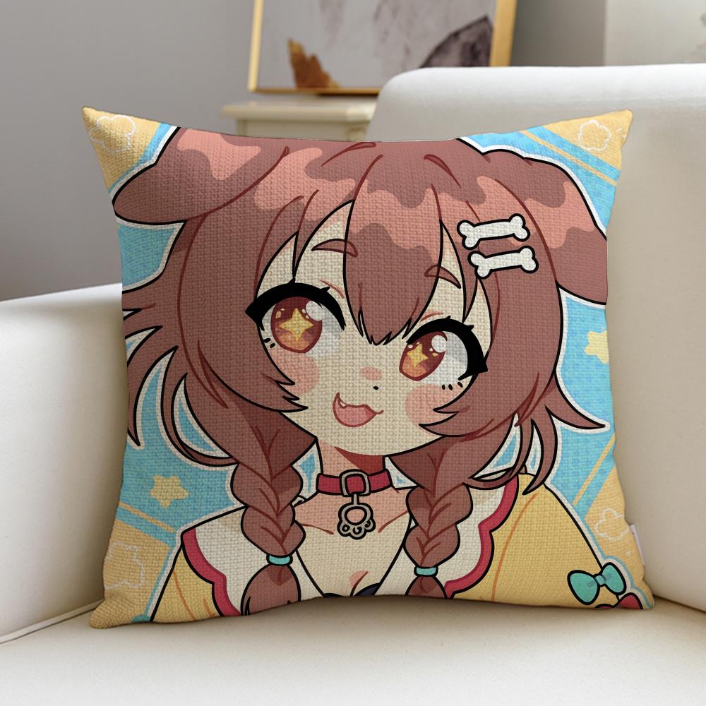 Energetic IInugami KoroneS Cushion Cover Breathable and Skinfriendly Linen Pillowcase Square Removable and Washable Cushion