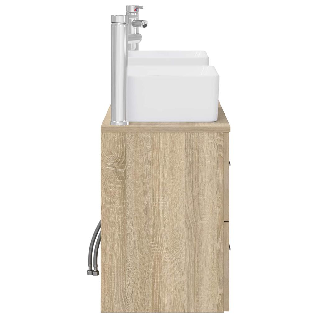 Bathroom Cabinet Set 3 pcs Sonoma Oak 136 x 35 x 80 cm