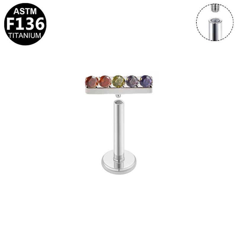 G23 Titanium Alloy Lip Stud with Real Australian Opal Body Piercing Earring