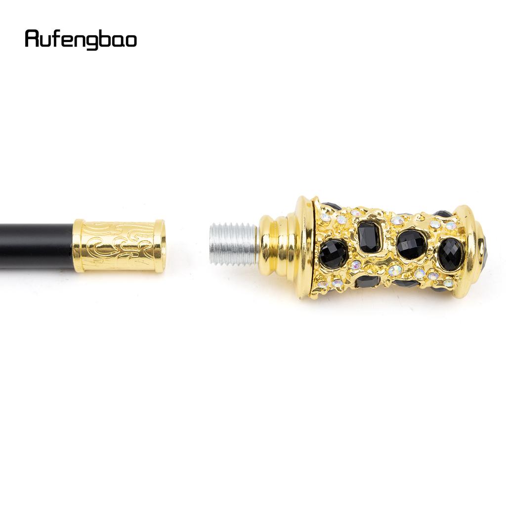 Black Artificial Diamond Walking Cane Fashion Decorative Walking Stick Gentleman Elegant Cosplay Cane Knob Crosier 93cm