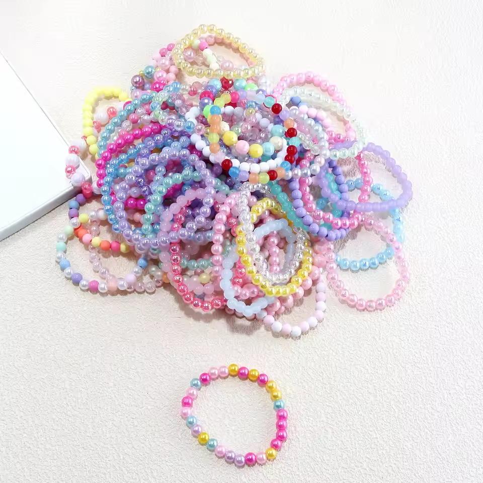 10Pcs Candy Color Beads Bracelet For Kids Girl Birthday Party Favors Baby Shower Guest Jewelry Gift School Prizes Treat Bag