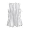 2024 Summer European & American Women's Linen-Style Striped Long Vest & Skirt Set
