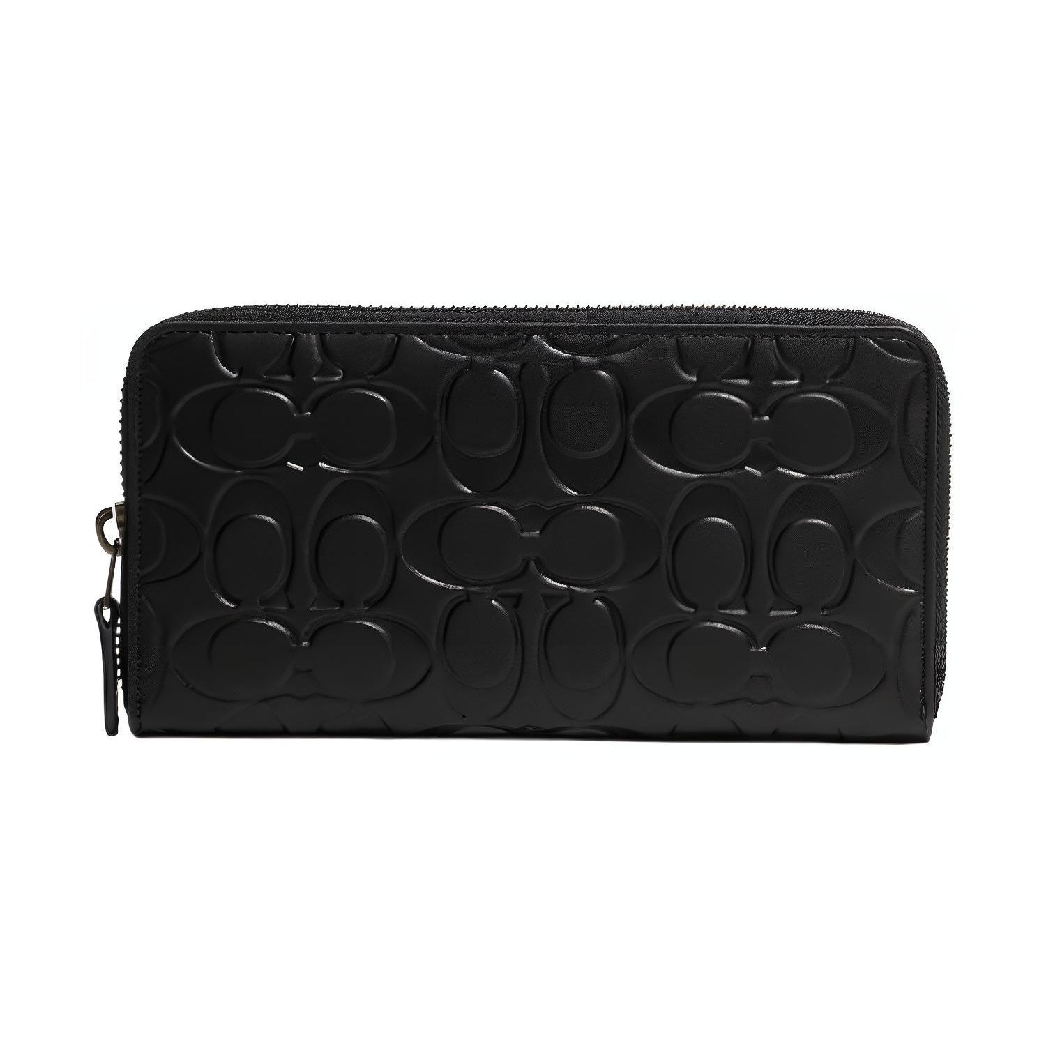 

Coach Accordion Wallet 19 Zipper Closure Logo Embossed Leather Card Holder Wallet Women wallet Black CE551-QBBK Gift Box Set (Basic Set+Yellow Box)