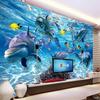 Underwater World Dolphin Fish 3D Photo Wallpaper Children Room Bedroom Living Room TV Decoration Wall Mural Wallpaper 3D