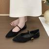 Leopard Print Pointed Mary Jane Shoes Women's 2025 Autumn New Flat-bottomed Large-size One-word Belt Two Wear Shallow Pointed Shoes