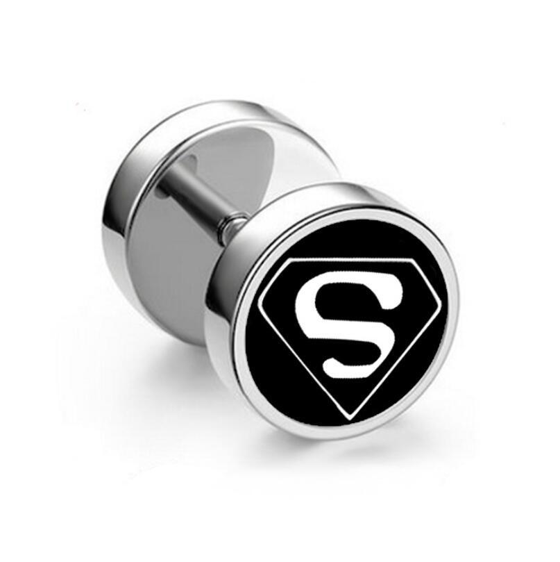 1Pc Punk Black Stainless Steel Round Stud Earrings Women Men Gothic Tunnel Barbell Dumbbell Earings Ear Piercing Zircon Gifts