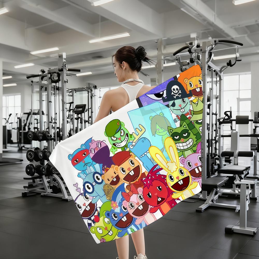Cartoon Happy Tree Friends Towel Quick Drying Beach Towels Are Suitable For Swimming Pools Camping Yoga And The Gym
