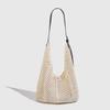 Korean Style Beach Vacation Bag for Women, Large Capacity Hollow Woven Bag, High-End Commuter Tote Bag