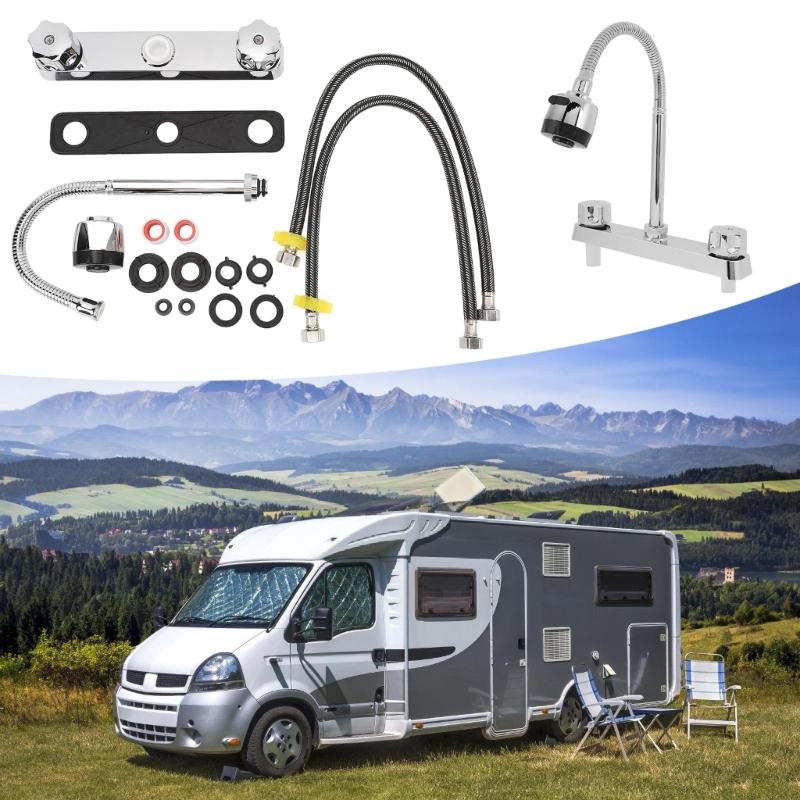 Stainless Steel Motorhomes Kitchen Faucet with 360 Degree Rotatable Sprayer Perfect for Camping Cars and Travel Trailers