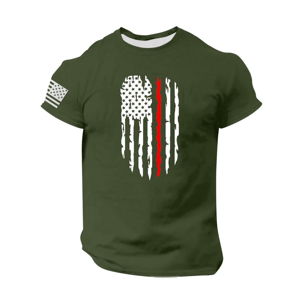 Oblíbené letní pánské tričko s kulatým výstřihem a krátkým rukávem s potiskem