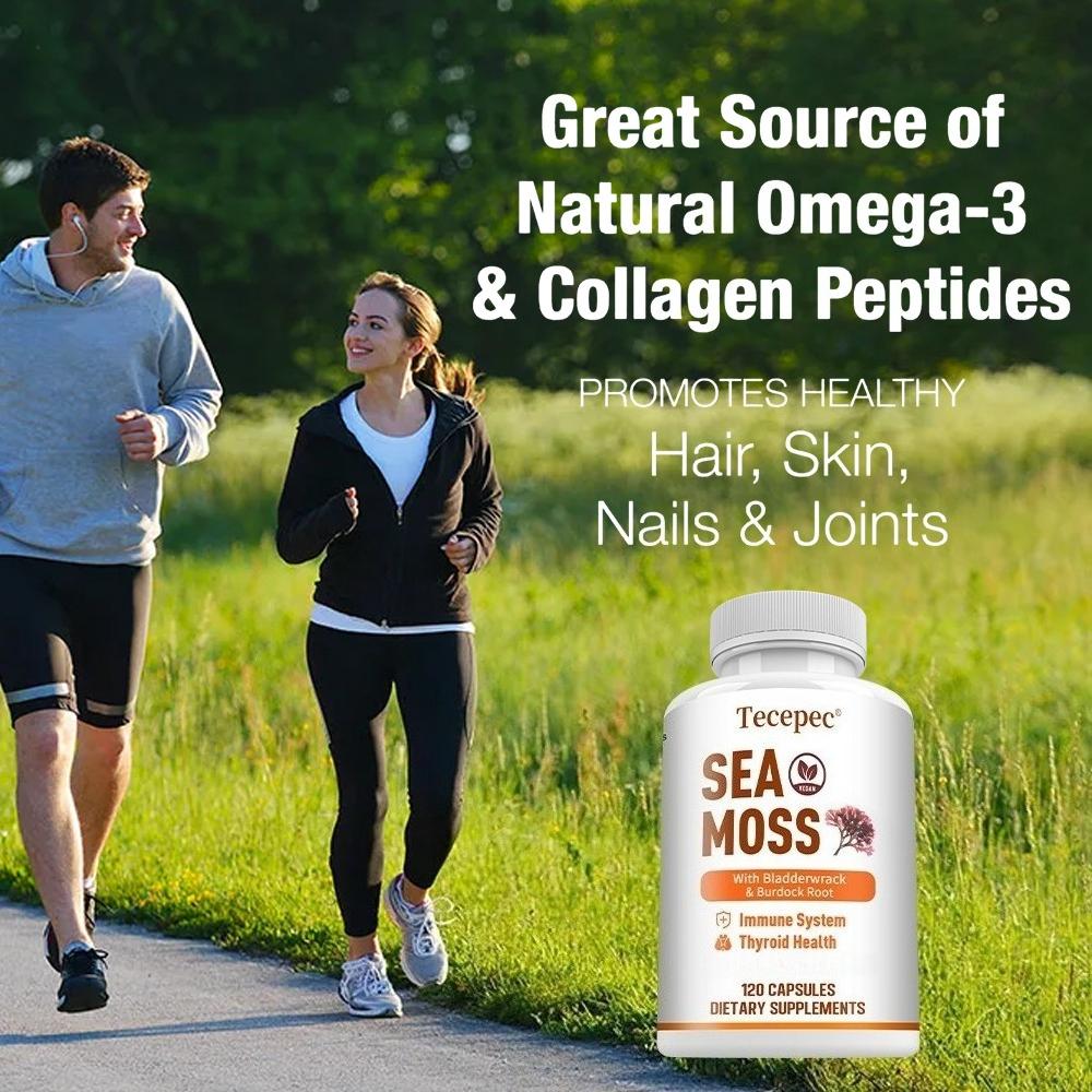 Premium Sea Moss Capsules with Bladderwrack and Burdock Root for Immune and Thyroid Support 120 Capsules