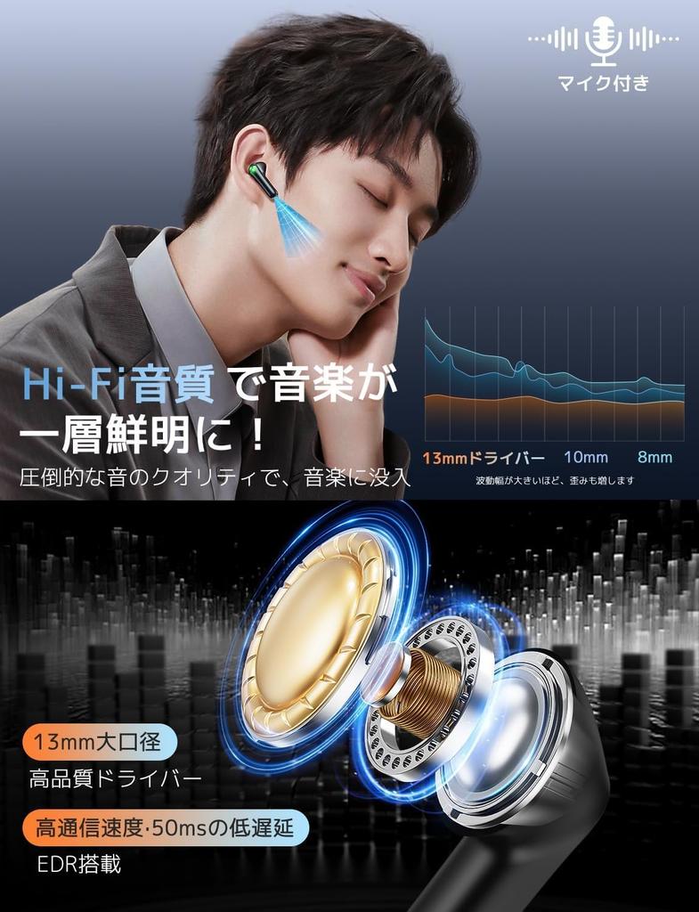 Bluetooth Wireless Earbuds ENC Noise Bluetooth Auto Pairing with LED Up to 48 Hours of Touch IPX7 Perfect for and School [2025 Cancelling] 5.3