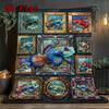 Marine Life Collage 2D Flat Pattern Flannel Blanket, High Quality All Seasons, Home Decor, Warmth and Comfort, Perfect for Christmas Gifts.
