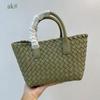 Hand Woven Mini Double-sided Pure Sheepskin Vegetable Basket Women's Bag Large Capacity Carrying Crossbody Bag Commuting Tote Bag