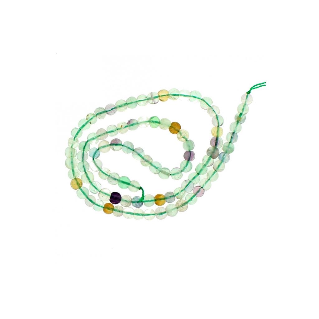 Strand of 90 Round Beads 4mm 4 Mm In Green Rainbow Fluorite