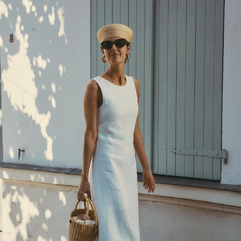 Ins Luxury 100% Natural Straw Berets Women French Hand Woven Sun Hat Concave Shape Flat Top Beach Caps Church Derby Pillbox Hat