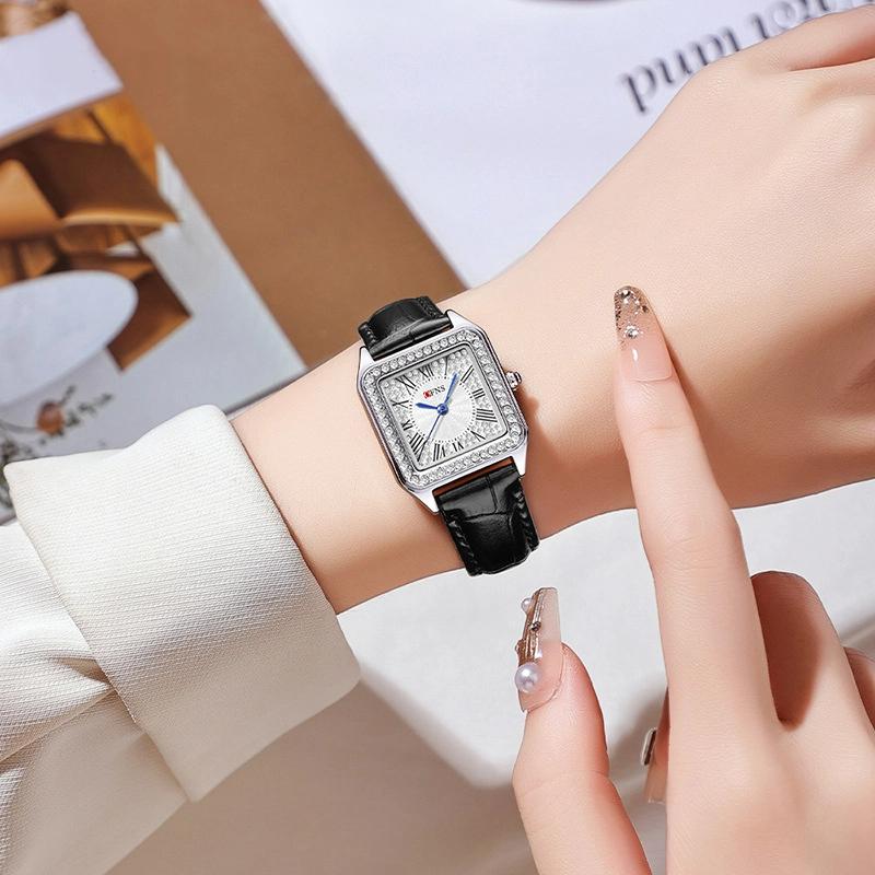 SANDA Fashion Lightweight Women's Quartz Watch Diamond Square Elegant Roman Waterproof Women's Quartz Watch