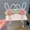 1 Pair Double Clip Hanfu Hair Clips Vibrant Color Floral Tassel Pearl Bunny Hair Clips Secure Grip Delicate Craft Fairy Hairpins