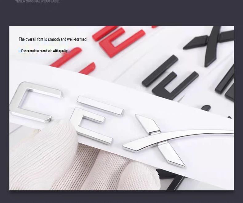 Tesla Model 3 SY X Kofferraum Kunststoff Logo Aufkleber - TESLA Englischer Buchstabe Auto Aufkleber