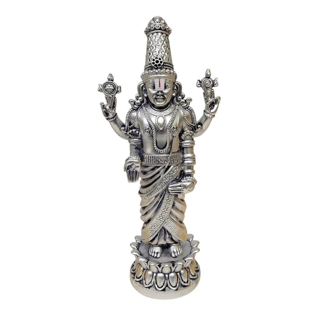 Lord Tirupati Balaji Kamal Silver Plated Idol for Mandir Pooja | Lord Venkateswara Swamy for Diwali Decor|