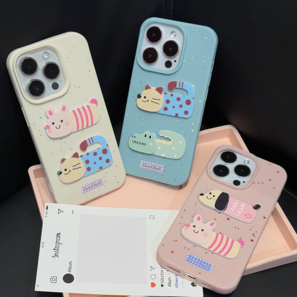 Three-dimensional Cartoon Animal Stickers for Apple 16 Promax Mobile Phone Case New Model for IPhone 13 Anti-fall 12/11/15