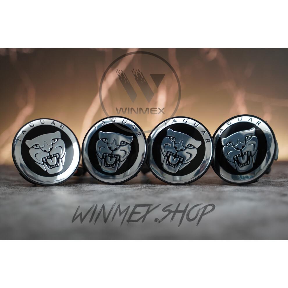 (Black ) Set of 4 Jaguar Alloy Wheel Centre Caps 59mm