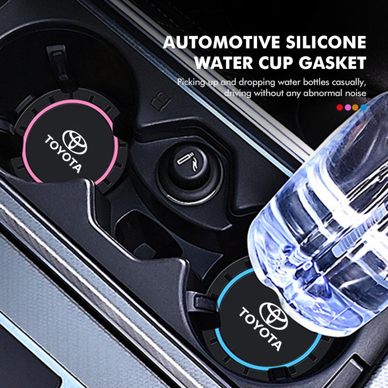 2026 New For Toyota 2pcs Silicone Car Water Cup Holder Coaster Anti Slip Pad Mat For Toyota Avalon Verso Fortuner 4Runner Highla