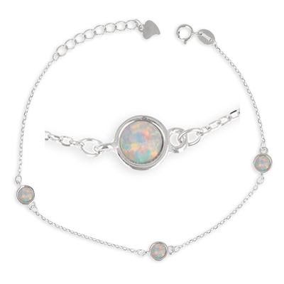 [R1938] - Stříbrný náramek 'Opálová bohyně' stříbrnobílý (rhodium) - 5 mm