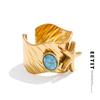 Anello Aperto Stella Marina Turchese Blu Stile Oceano Acciaio Inossidabile Placcato PVD Oro 18K Gioielli Estivi di Tendenza Vintage