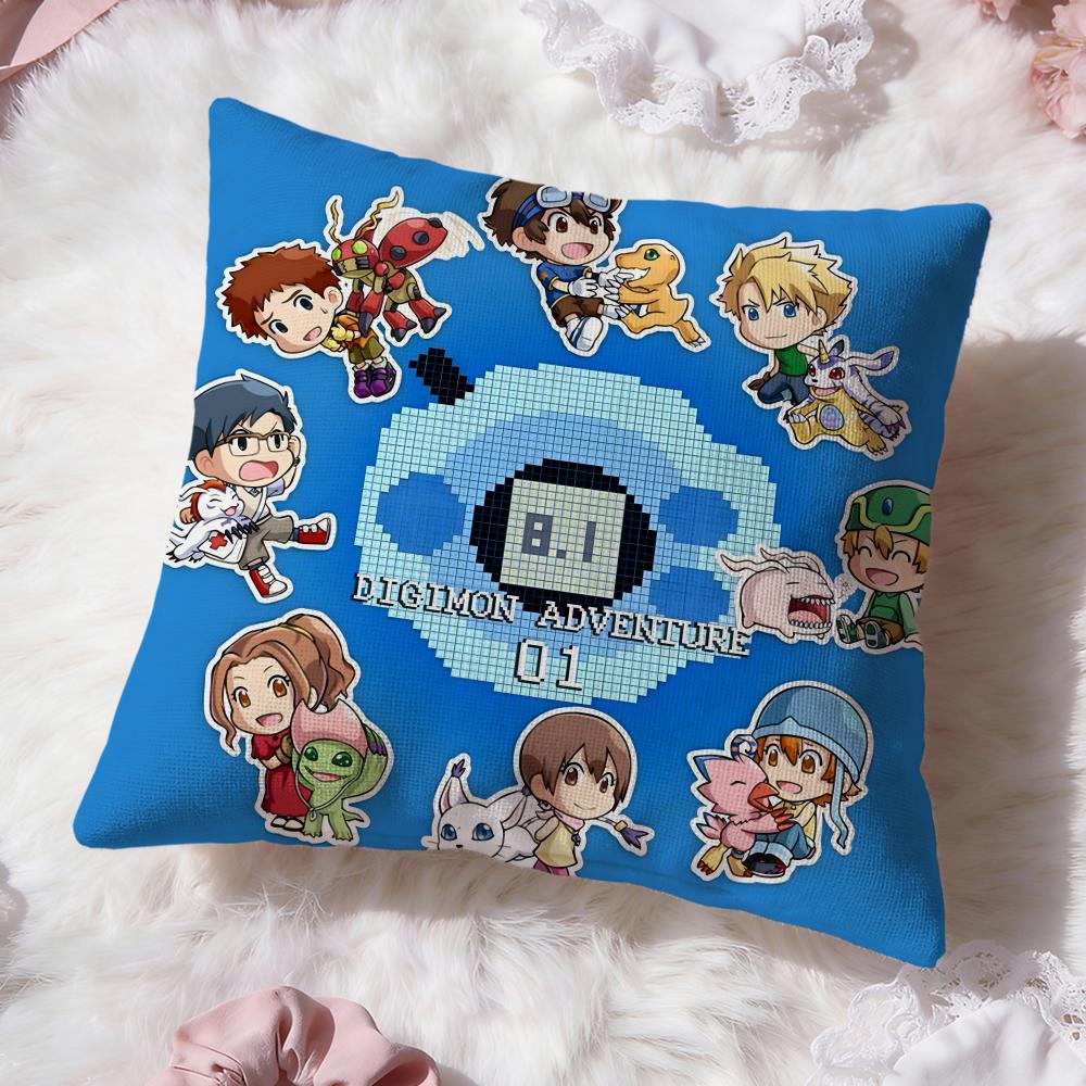 Cute D-Digimon Adventure Cushion Cover Premium Comfort Reversible Pillow Cove -Two in One Design for Any Room & Car Interior