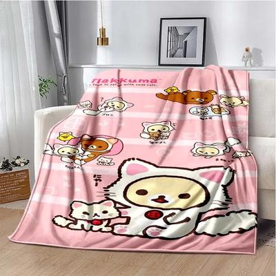 Kreskówkowy Rilakkuma Anime Dziewczyny Koc do Rzucania dla Dziecka Piesze Wycieczki Piknik Łóżko Super Miękki Słodki kawaii Koc Flanelowy Prezent Urodzinowy