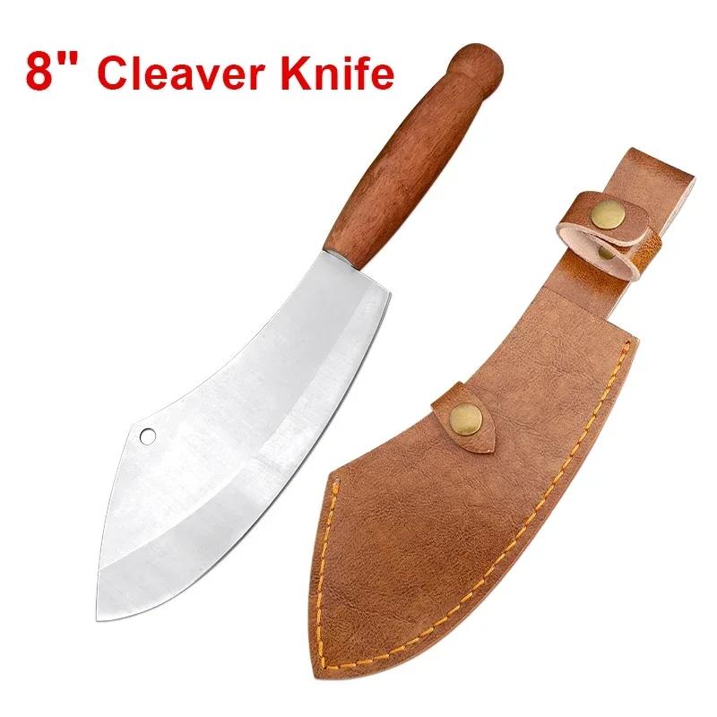 Kitchen Knives Hand Forged Blade Wood Handle Chef Cooking Utility Slicing Knife Cleaver Meat Chop Vegetable Butcher Boning Knife