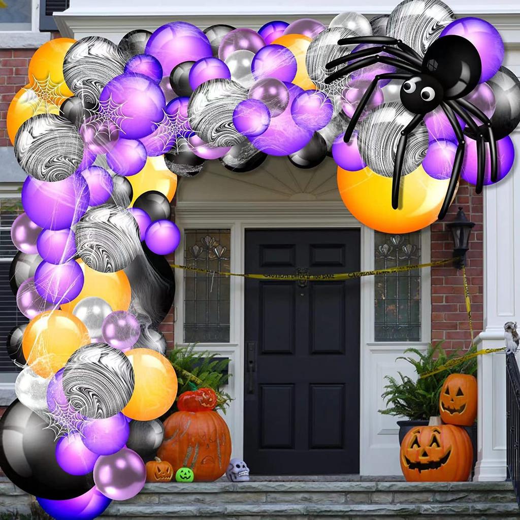 Halloween Party Balloon Chain Arch Set, Halloween Spider Ghost Dress Up Scene Balloon Set