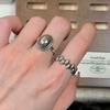Vintage Silver Geometric Oval Ring - High-End Stackable Retro Fashion