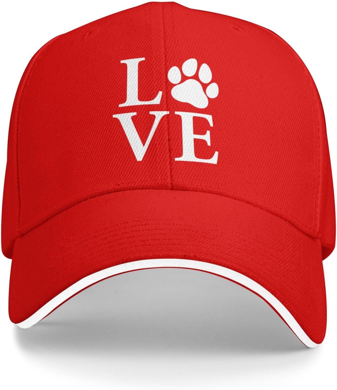 

Dog Paw Love Graphic Baseball Cap Polyester Casual Adjustable Golf Hat for Men Women One Size