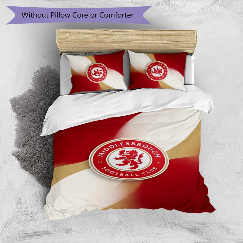 Middlesbrough FC Printed 3PCS Bedding Set Breathable Duvet Cover with Pillowcases Decorative Bed Linen for Bedroom Home