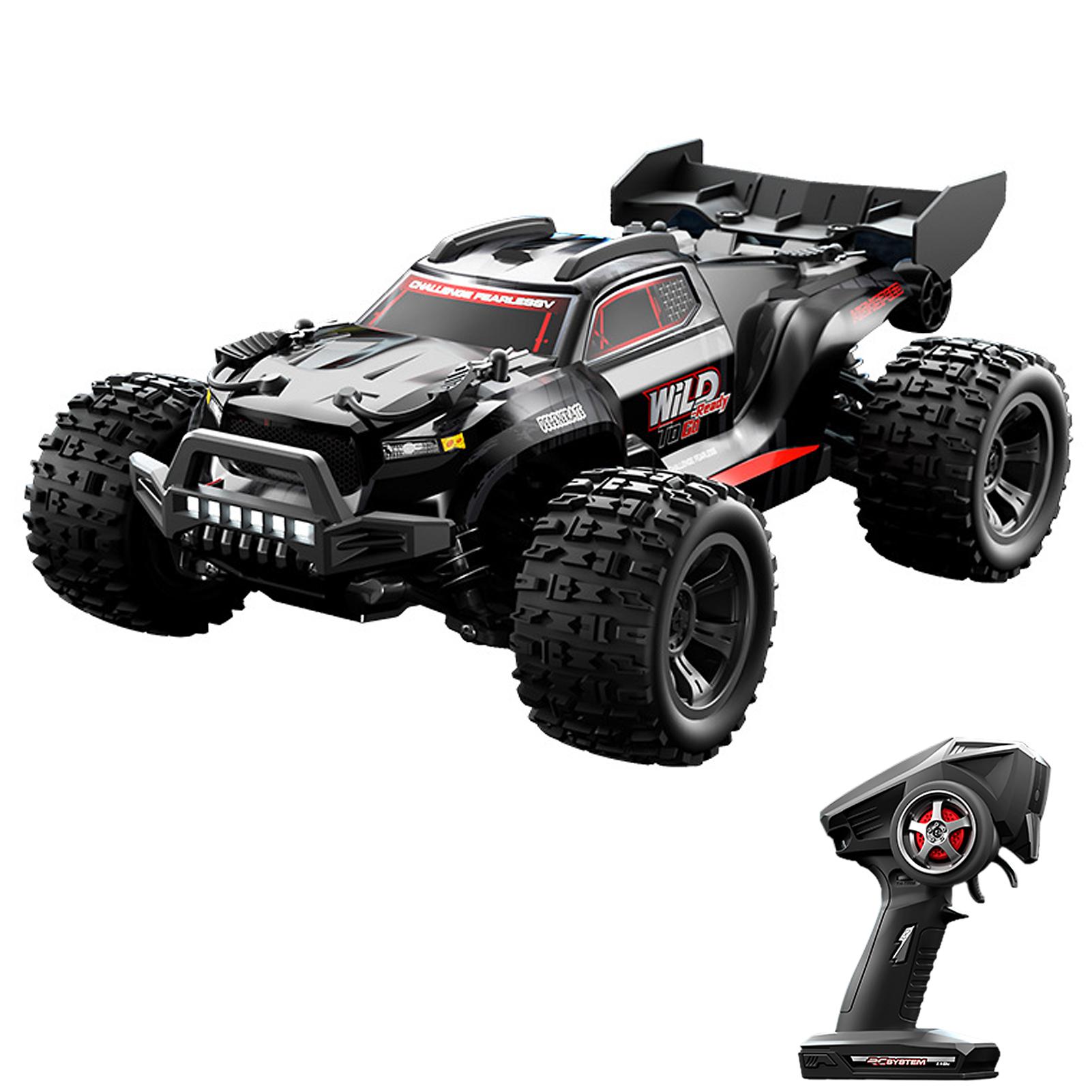 

Remote Control Car, 1:18 Scale 28 KPH High Speed Off Road Vehicle with LED Headlights, 4WD All Terrain Electric Crawler 1xBattery чёрный