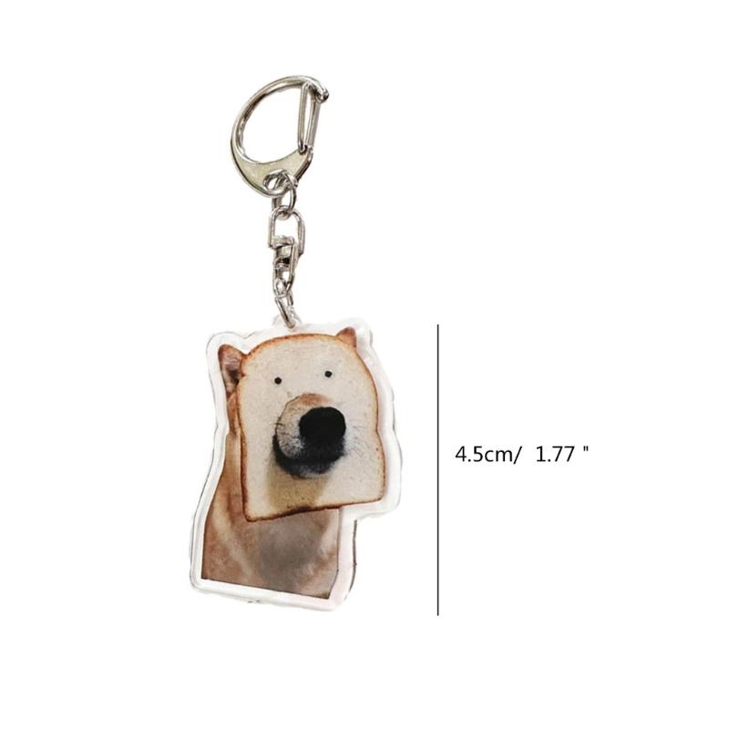 6Pcs Set Key Chains Pendant Cute Toast Cat Dog Shape Key Rings Stylish Jewelry