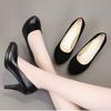 Fashion Single Shoes Women's Four Seasons Work Shoes Small Leather Shoes Black Single Shoes Scoop Shoes