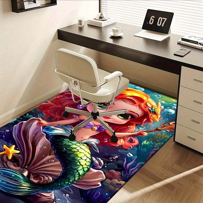 3D Printed Mermaid,Underwater,Fantasy Anti-Slip Rug - Machine Washable Office Rug for Living Room, Bedroom, Office - Multiple Sizes