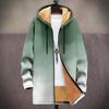 Winter Hooded Zip-up Cotton Jacket Teens British Style 3D Print Fleece Lined Loose Fit Outdoor Wear