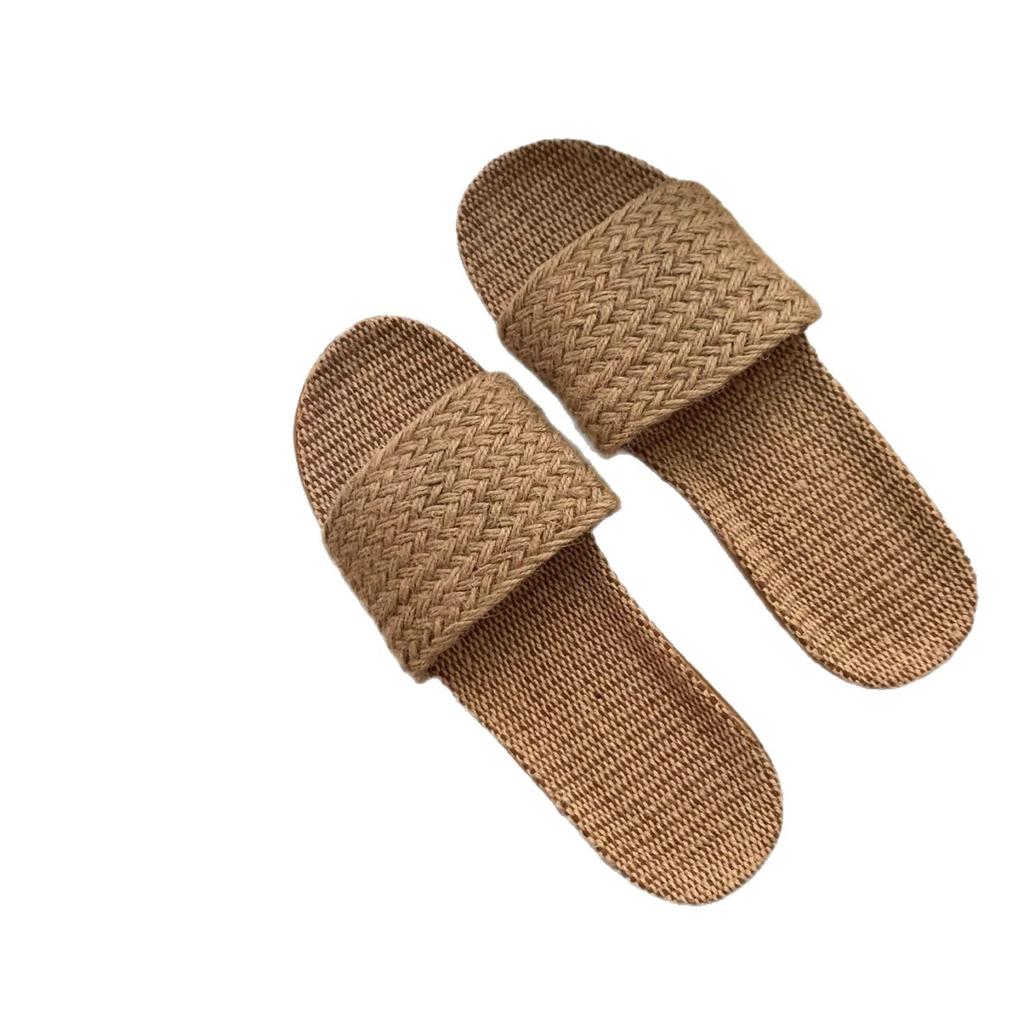 Summer Breathable Linen Indoor Sandals - Non-Slip, Sweat-Absorbing, Cotton Straw Slippers for Couples