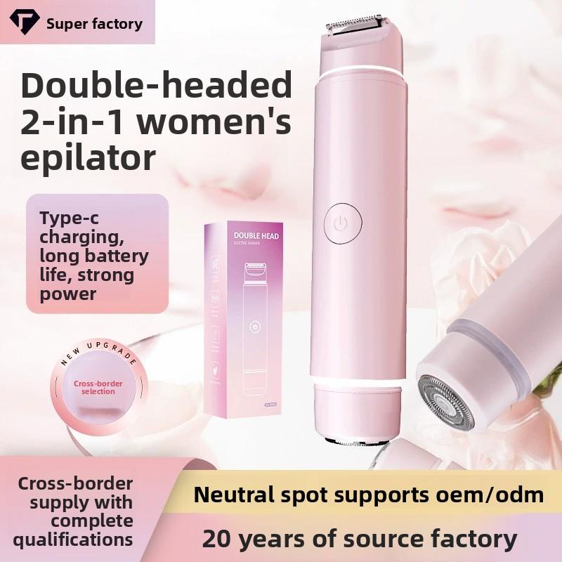 Depiladora eléctrica 2 en 1 para mujer, afeitadora corporal impermeable para zonas íntimas y axilas