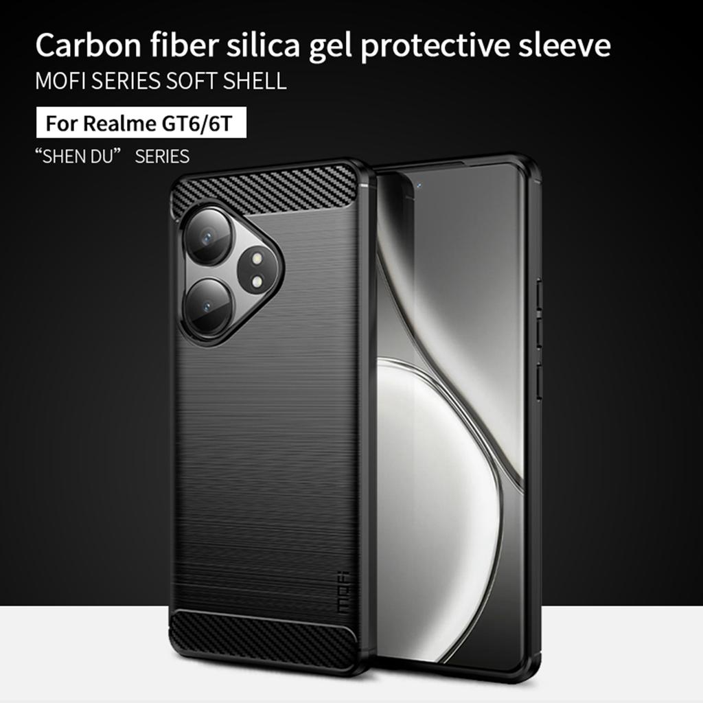 MOFI JK TPU Series-1 For Realme GT 6 5G/GT 6T 5G Case Carbon Fiber Texture Slim TPU Cover