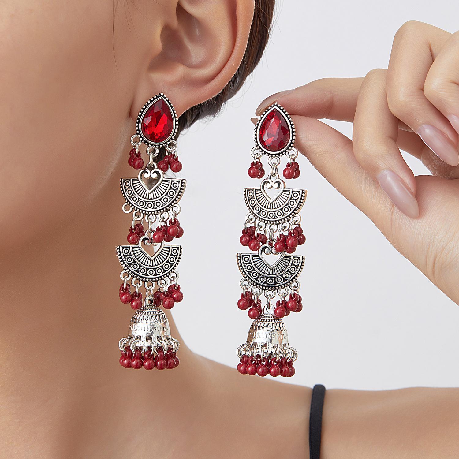 Bohemian Fan-Shaped Tassel Stud Earrings for Women - Trendy European  American Design
