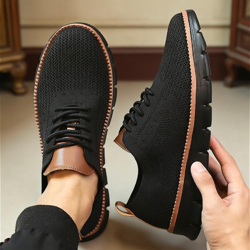 Men's Retro Knit Sneakers Breathable Mesh Casual Shoes Fashion Cloud-Like Cushion Sole Non-Slip Comfortable Flats Walking Shoes