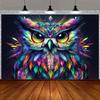 2D Plane, 1 Piece of Bright Owl Tapestry | Colorful Feather Design, Suitable for